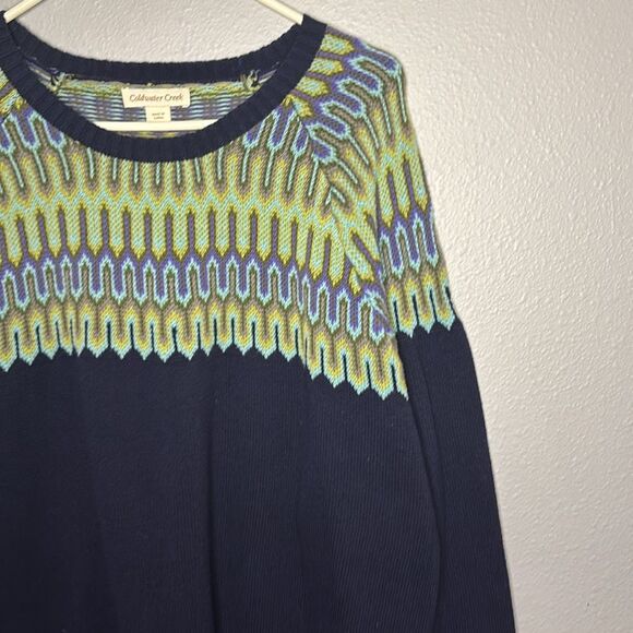 Coldwater Creek Blue Knit Sweater Peacock Crew Neck Size 1X - Picture 4 of 9